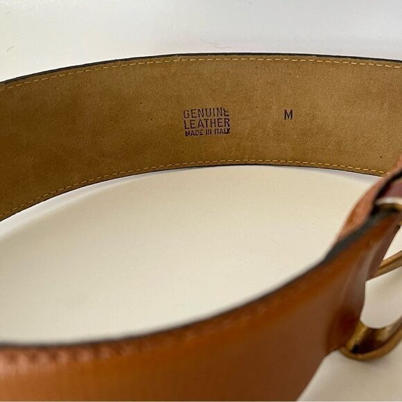 Statement 2” Wide Belt Made in Italy British Tan Lizard Embossed Leather Medium main image 7